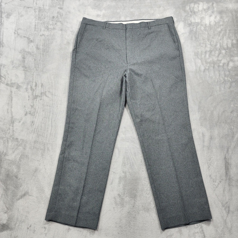 Vintage Comfort Action Pants Mens 40x30 Gray Regular Fit Flat Front Dress Office